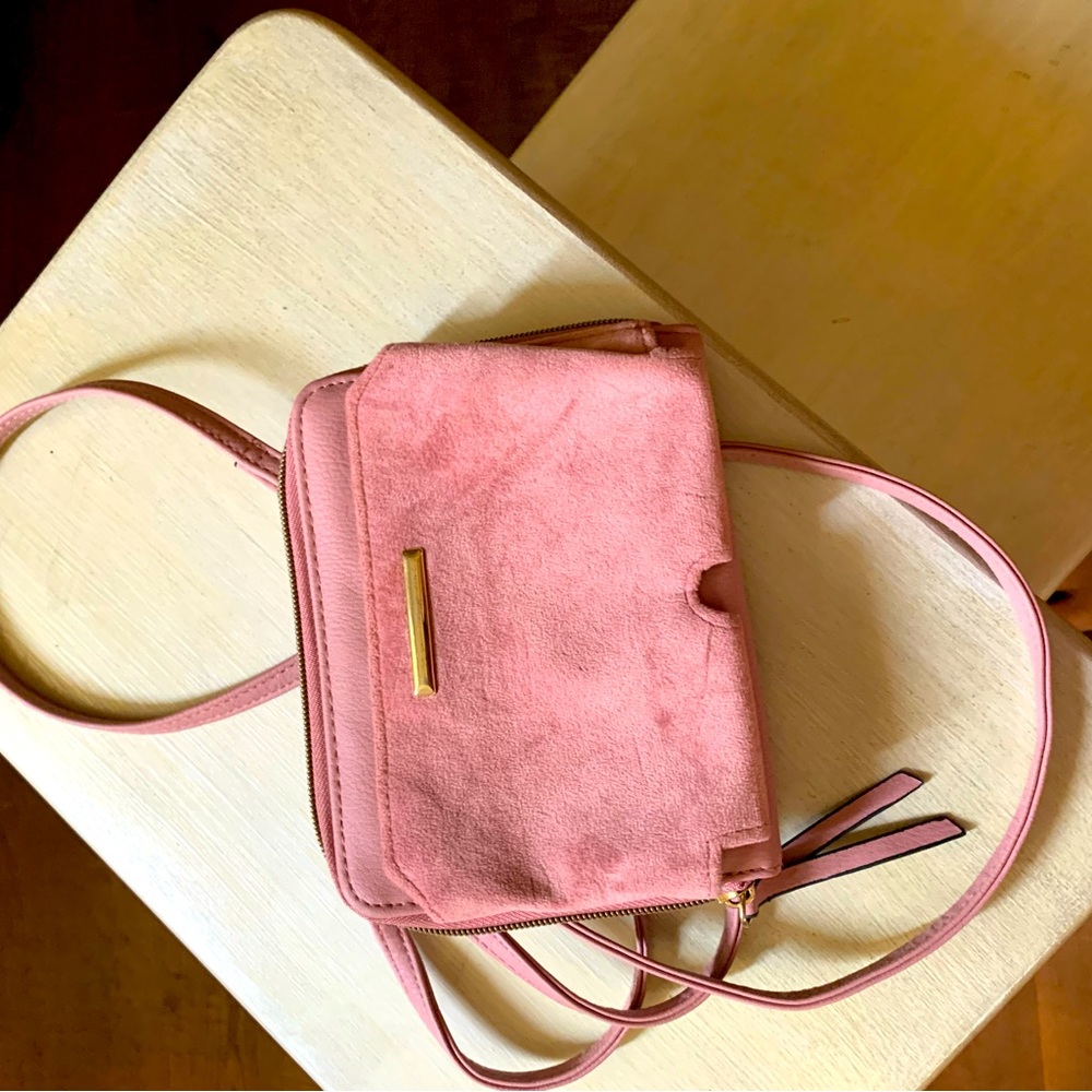Pink Suede Crossbody